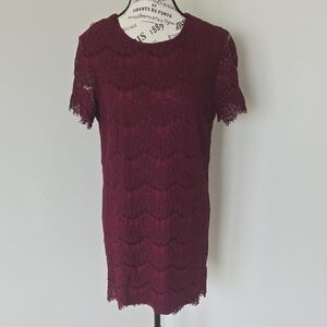 Lulu's Burgundy Lace Mini Dress